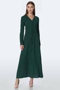 Sukienki - Długa sukienka  w kolorze butelkowej zieleni - miniaturka - grafika 1