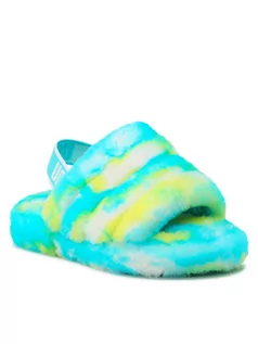 Klapki i japonki damskie - UGG Kapcie K Fluff Yeah Slide Marble 1123636K Niebieski - grafika 1