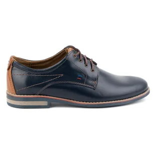 Buty męskie skórzane eleganckie 825K granatowe - KOMODO - Półbuty męskie - miniaturka - grafika 1