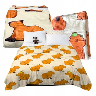 Koc Kocyk Kapibara Zimowy Ciepły Polarowy Capybara Narzuta 130x150 - Koce i narzuty dla dzieci - miniaturka - grafika 1