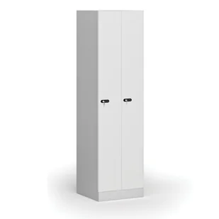Szafka ubraniowa metalowa, 2 szafki, 1850 x 500 x 500 mm, zamek mechaniczny na kod, drzwi laminowane, biała - Szafki biurowe - miniaturka - grafika 1