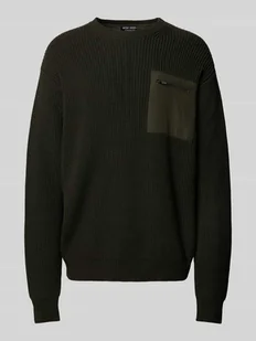 Sweter z dzianiny z kieszenią na piersi - Swetry męskie - miniaturka - grafika 1