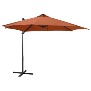 vidaXL Parasol wiszący z lampkami LED i słupkiem, terakota, 300 cm 312335 - Parasole ogrodowe - miniaturka - grafika 11
