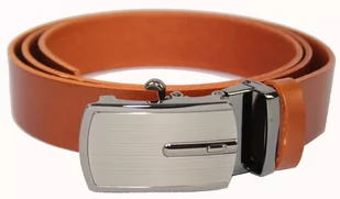 Pasek Męski Skórzany Arucce (PL) Skóra Licowa EXTRA 35 mm BRĄZOWY Gładki Klamra Samozaciskowa SREBRNA 34 - Paski - miniaturka - grafika 3