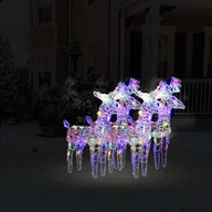 Oświetlenie świąteczne - vidaXL Świąteczne renifery, 4 szt., 160 wielokolorowych LED, akryl - miniaturka - grafika 1