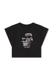Koszulki dla dziewczynek - Karl Lagerfeld t-shirt bawełniany dziecięcy kolor czarny - grafika 1