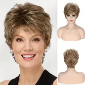 Pozostałe akcesoria fryzjerskie - TEMU Krwista peruka dla kobiet z frędzlami - Blond, kręcony warstwowy, idealny dla kobiet w średniej i starszej wieku, stylowy akcesorium do - miniaturka - grafika 1