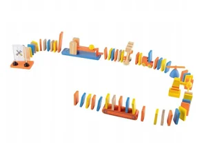 PLAYTIVE Drewniane domino z przeszkodami 60 elementów 3 lata+ MASZYNY - Klocki - miniaturka - grafika 1