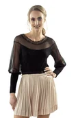 Bluzki damskie - Eldar Bluzka Brena Z Bufiastymi Rękawami Czarna S - miniaturka - grafika 1