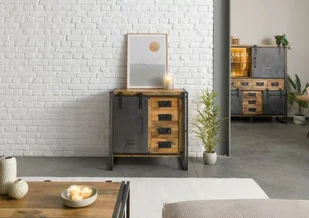 BLACKBURN Komoda #308 Mango lakierowane / Szary metal 90x45x90 cm - Komody - miniaturka - grafika 1