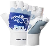 Rękawiczki rowerowe - Rękawiczki rowerowe bez palców dziecięce Rockbros, S, biało-niebieskie - miniaturka - grafika 1