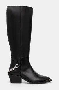 Steve Madden kozaki skórzane Xayenne damskie kolor czarny na słupku SM11003321 - Kozaki damskie - miniaturka - grafika 1