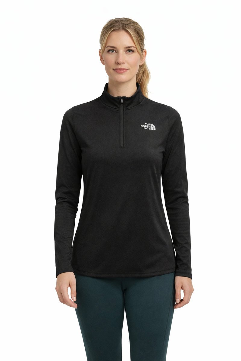 THE NORTH FACE CZARNA BLUZKA Z DŁUGIM RĘKAWEM I PÓŁGOLFEM XS I4A