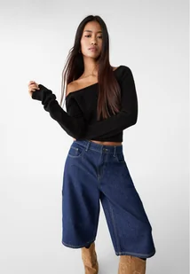 Stradivarius Asymetryczny dzianinowy sweter Czarny XL - Swetry damskie - miniaturka - grafika 1