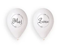 Wesele i ślub - Gemar Balony lateksowe z nadrukiem weselnym Mąż i Żona - 33 cm - 4 szt. GMS120/MZK - miniaturka - grafika 1
