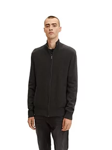 TOM TAILOR Męskie Kardigan ze stójką 1032303, 10617 - Black Grey Melange, XL - Swetry męskie - miniaturka - grafika 1
