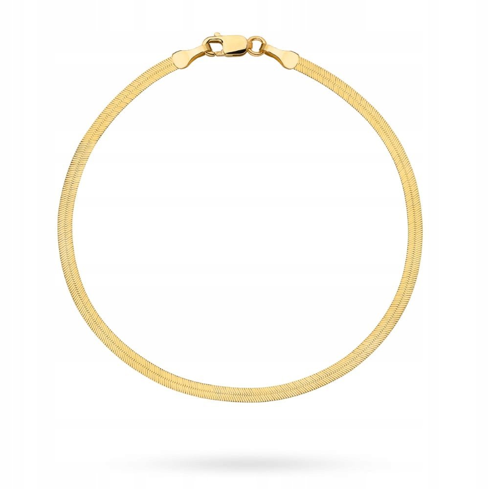 Bransoletka złota taśma 585 Błyszcząca wąska 18 cm płaska żmijka 1.95g