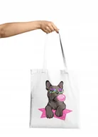 Torebki damskie - TORBA SHOPPER MATERIAŁOWA NA RAMIĘ PREZENT BULDOG PIES PUPILEK LOVE DOG - miniaturka - grafika 1