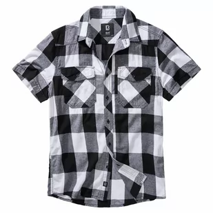 Koszula z krótkim rękawem BRANDIT Checkshirt - biało-czarna RATY 0% | PayPo | GRATIS WYSYŁKA | ZWROT DO 100 DNI - Odzież taktyczna i umundurowanie - miniaturka - grafika 1