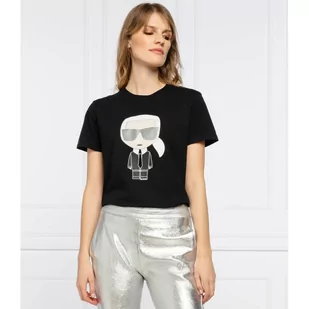 Karl Lagerfeld T-shirt Ikonik Karl | Regular Fit - Koszulki i topy damskie - miniaturka - grafika 1