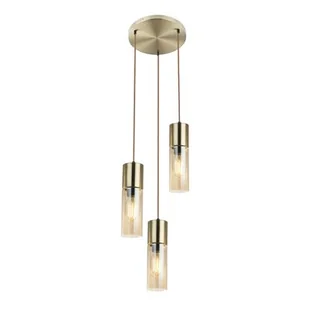 Globo Lighting Wisząca LAMPA loftowa ANNIKA 21000-3HM szklana OPRAWA kaskada ZWIS tuby mosiężne bursztynowe 21000-3HM - Lampy sufitowe - miniaturka - grafika 1