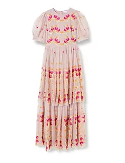 Sukienki - Frock and Frill Damska kwiecista haftowana sukienka na specjalne okazje, różowa, 8, 34 - grafika 1