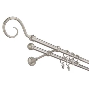 Karnisz podwójny 16 mm srebro mat II 160 cm Hak żabka - Karnisze - miniaturka - grafika 1