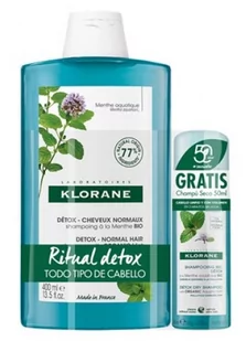 Zestaw Klorane Ritual Detox Mint Shampoo For Normal Hair 400 ml + Mint Dry Shampoo 50 ml (3282779327756) - Szampony do włosów - miniaturka - grafika 1