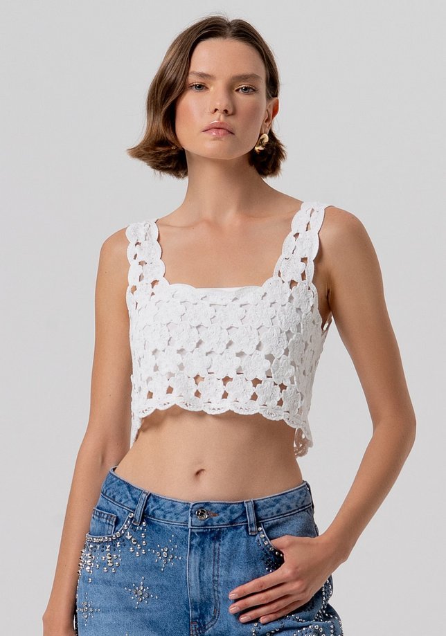 Top damskie fracomina top in pizzo crema altro