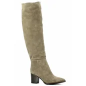Kozaki damskie - Oliwkowe zamszowe kozaki damskie CARINII - Carinii - miniaturka - grafika 1