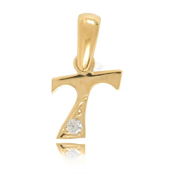 Zawieszka złota Au 585 Literka T z cyrkonią