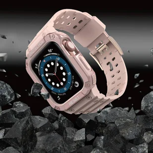 Protect Strap Band opaska z etui do Watch 7 / 6 / 5 / 4 / 3 / 2 / SE (45 / 44 / 42mm) obudowa pancerny pokrowiec na zegarek różowy - Etui i futerały do telefonów - miniaturka - grafika 6