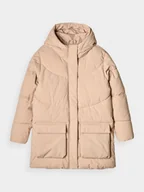 Kurtki damskie - 4F Kurtka puchowa z syntetycznym wypełnieniem damska - beżowa XXL - miniaturka - grafika 1