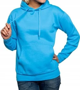 Damska bluza dresowa kangurka z kapturem XL niebieska lazur - Bluzy damskie - miniaturka - grafika 1