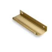 Zawiasy, okucia i inne akcesoria - Uchwyt kuchenny z niewidocznym uchwytem Szczotkowany złoty Uchwyt do szuflady Szczotkowany mosiądz Stop aluminium Odległość między środkami 96 mm - miniaturka - grafika 1