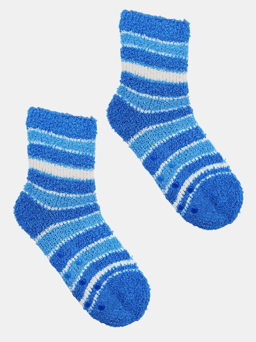 Skarpety boucle z ABS w paski 27-30 niebieski 27-30