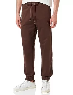 Spodenki męskie - HUGO Męskie spodnie do biegania Dchard Relaxed-Fit z bawełny Terry z logo Stack, Dark Brown201, XL - grafika 1