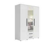 Szafy - Biała szafa trzydrzwiowa z nadstawką MAXIVO uchylna z szufladami i lustrem - miniaturka - grafika 1