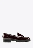 Mokasyny damskie - Damskie mokasyny ze skóry lakierowanej z dżetami bordowe - Wittchen - miniaturka - grafika 1