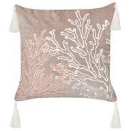 Poduszki dekoracyjne - BELIANI Poduszka dekoracyjna beżowoszara welurowa 45 x 45 cm kwadratowa w koralowce morski wzór nowoczesna salon sypialnia - miniaturka - grafika 1