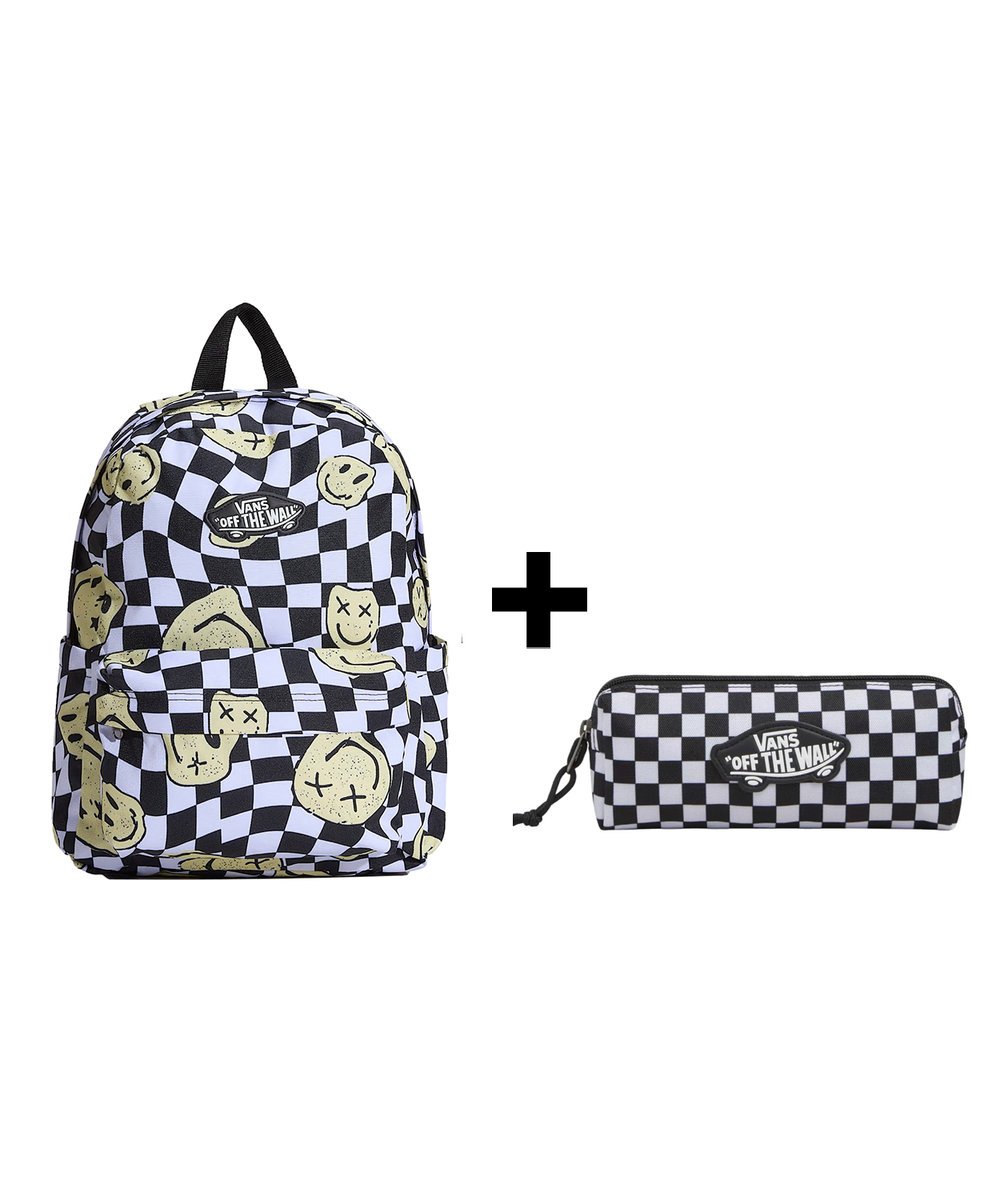 Zestaw Vans - Plecak dziecięcy OLD SKOOL GROM CHECK VN000H56YB2 + Piórnik OLD SKOOL PENCIL POUCH VN000H58Y28 Black/White Checkboard ONE SIZE