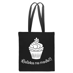EKO TORBA Bawełniana BABECZKA NA MEDAL cupcake damska zakupy czarna TT_205 - Torby i wózki na zakupy - miniaturka - grafika 1