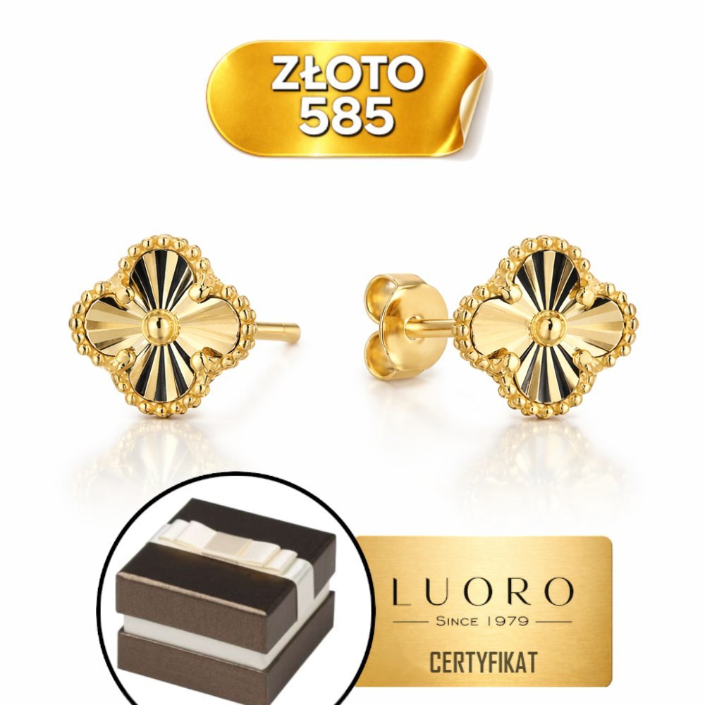 KOLCZYKI ZŁOTE 585 14K DIAMENTOWANA KONICZYNKA 10,65 MM SZTYFT ELEGANCKIE