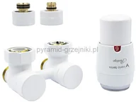 Zawory i kraniki - Varioterm Zawór odcinający kątowy Premium Exclusive ze złączką PEX/CU i z głowicą termo - biały PEX - alu-pex PREGS0206C/FK(PEX) - miniaturka - grafika 1