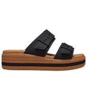 Klapki i japonki damskie - Klapki Crocs Brooklyn Woven Buckle Low Wedge 209978-001 - czarne - miniaturka - grafika 1