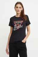 Koszulki sportowe damskie - Guess t-shirt bawełniany damski kolor czarny W4BI20 I3Z14 - miniaturka - grafika 1