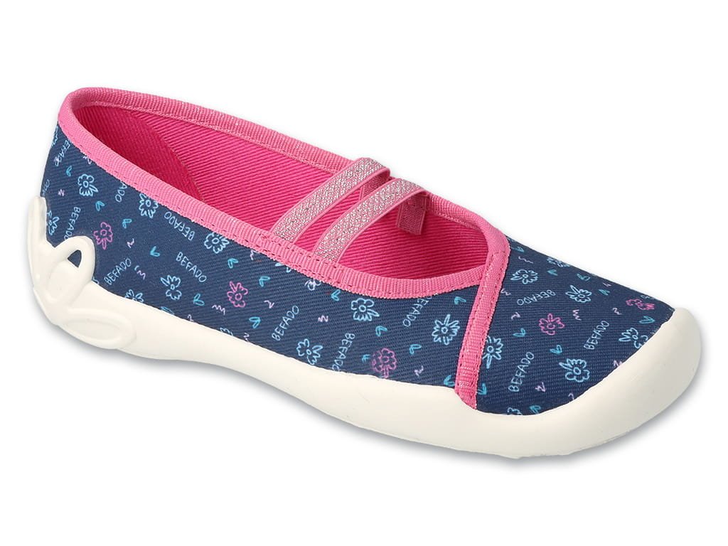 Kapcie baleriny dziecięce dziewczęce domowe granatowe Befado 116Y320-35