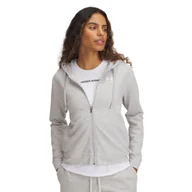 Bluzy damskie - Damska bluza dresowa rozpinana z kapturem Under Armour UA Rival Terry FZ - szara - miniaturka - grafika 1