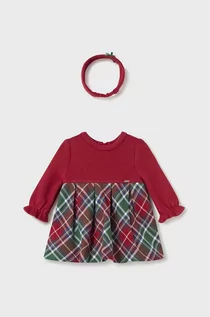Sukienki i spódniczki dla dziewczynek - Mayoral Newborn sukienka niemowlęca kolor czerwony mini rozkloszowana - grafika 1