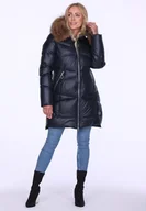 Kurtki damskie - LEKKO TALIOWANA ZIMOWA KURTKA DAMSKA Z FUTRM JENOTA - miniaturka - grafika 1